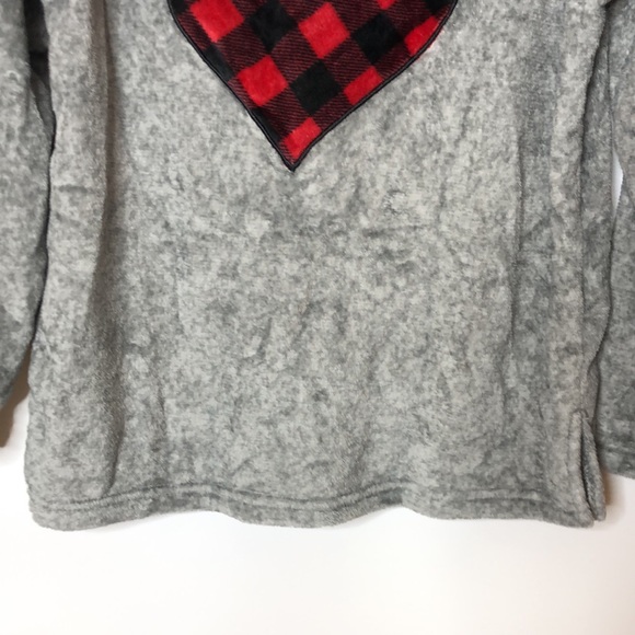 Charter Club Women's Red Heart Plaid Long Sleeve Fleece Stretch Top Size L Large - Picture 7 of 9